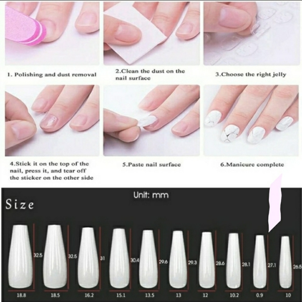 Black & white marble 💅NAILS glue on OR press on W/GLUE+ TABS + FILE. Any Length - Picture 9 of 13